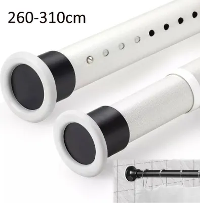 Immagine prodotto di Binario telescopico universale in acciaio inox per tende da doccia senza foratura, bianco, 260-310 cm