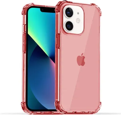 Produktbild von Smartphonica iPhone 12 Mini transparente  stoßfeste Silikonhülle mit Bumper - Rot