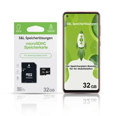 Produktbild von microSD Speicherkarte S&L für Samsung Galaxy A21S - Speicherkapazität: 32 GB