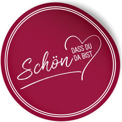 Produktbild von ITENGA 24x Aufkleber Sticker 4cm rund Schön dass du da bist V2 bordeaux rot