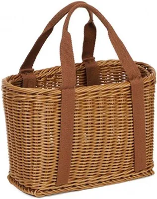 Image de Grand panier tressé avec poignée - Panier en rotin pour les courses, les pique-niques ou les emballages cadeaux