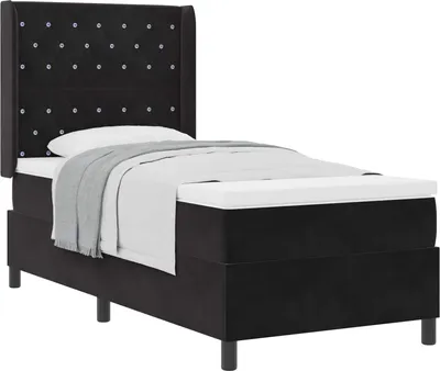 Zdjęcie produktu dla Łóżko sprężynowe z materacem Czarny 100 x 200 cm Aksamit