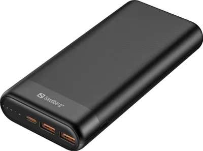 Image de Sandberg - Banque d'alimentation - 20000 mAh - 74.4 Wh - 3.25 A - PD, QC 3.0 - 3 ports de sortie (2 x USB, USB-C) - sur câble : USB-C