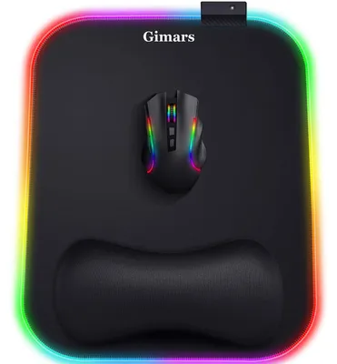 Obrázok produktu pre Herná podložka Gimars RGB s opierkou na ruku, veľkosť 305x254 mm, s veľkou gélovou podložkou