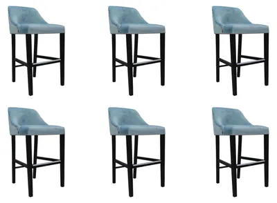 Produktbild von 6x Design Komplett Stuhl Set Barhocker Hocker Chesterfield Garnitur Set Stühle
