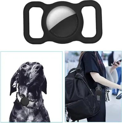 Produktbild von CHPN - Hülle passend für AirTag - Hülle für Halsband - Schwarz - Silikon - Halsband mit AirTag - Universell