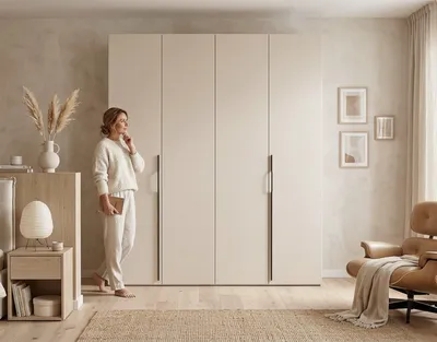 Image de AX LIVING Armoire Omodeo, largeur 200 cm – Décoration cachemire avec portes WingLine