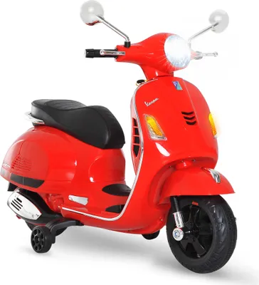 Produktbild von HOMCOM Elektro-Motorrad für Kinder von 3–6 Jahren mit VESPA-Führerschein, Batterie-Motorrad für Kinder mit Musik, Geschwindigkeit 2–3 km/h und Hupenlast 25 kg, Rot