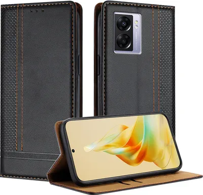Produktbild von Handyhülle für OPPO A57 5G Leder Flip Klappbare Schutzhülle mit Standfunktion Schwarz