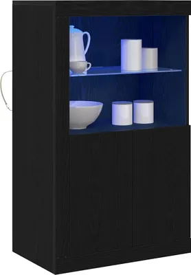 Produktbild von LED-Sideboard Schwarz Eichen-Optik 60,5 x 37 x 100 cm