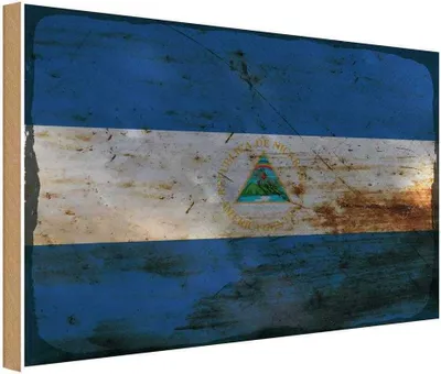 Produktbild von vianmo Holzschild 30x40 cm Nicaragua Flagge Fahne Wappen