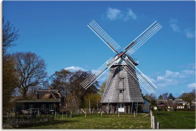 Produktbild von ARTland Leinwandbild Historische Windmühle in Ahrenshoop Größe: 60x40 cm