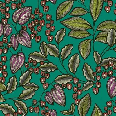 Produktbild von Profhome 377547-GU Blumen Vliestapete Floral matt grün rot lila 5,33 m2
