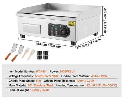 Image de Plaque de cuisson électrique - 2800W - Plaque de grill - Grill de type teppanyaki - Acier inoxydable