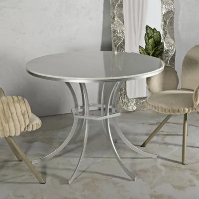 Immagine prodotto di Tavolo da pranzo in metallo argento e marmo cm ø 100x76,5