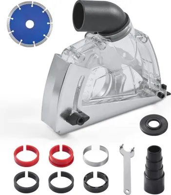 Image de Meuleuse d'angle Hotte d'aspiration 100-125mm - Inclus meule diamantée 125mm - Système d'aspiration de poussière pour meuleuse d'angle