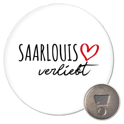 Produktbild von Huuraa Magnet Saarlouis verliebt 59mm Kühlschrankmagnet rund Flaschenöffner Geschenkidee