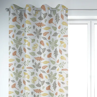 Produktbild von SCHÖNER LEBEN. Vorhang STUDIO G Blätter weiß grün gelb braun 245cm Aufhängung Ösen
