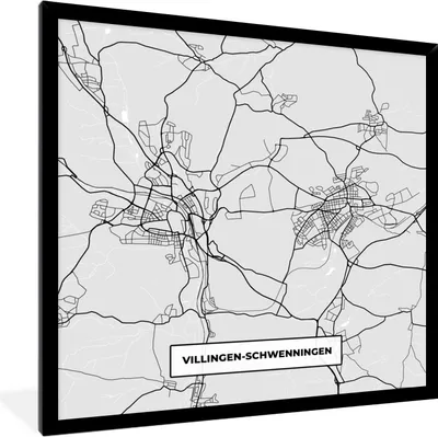 Produktbild von MuchoWow® Gerahmtes Poster Stadtplan - Deutschland - Karte - Villingen-Schwenningen 40x40 cm - Poster mit Schwarzem Bilderrahmen Wandposter Rahmen Foto Bilder - Mit Rahmen - Wanddekoration Schlafzimmer