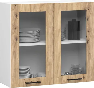 Immagine prodotto di Akord Armadio Vetrina Oliwia Bianco/Rovere Artigianale 30X80X72 Cm