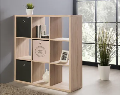 Image de Étagère, cloison de séparation, étagère en bois, bibliothèque, étagère à dossiers, étagère polyvalente en bois « Mareen II » (chêne Sonoma)