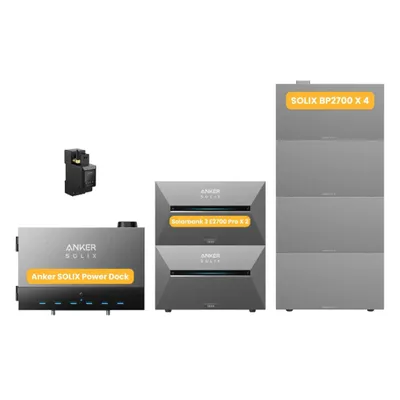 Produktbild von Powerness Balkonkraftwerk Speicher mit Anker Multisystem SOLIX Solarbank Power Dock & 2x Solarbank 3 E2700 Pro, Smart Meter,4x BP2700 Erweiterungsakku