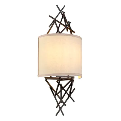 Image de Applique contemporaine Taiko en acier bronze antique, 2 lampes E14