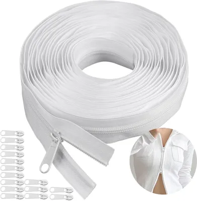 Productafbeelding van Eindeloze Ritssluiting - Meter Ritssluiting - Kleding Reparatie - Inclusief Schuiven - 5 Meter - Wit