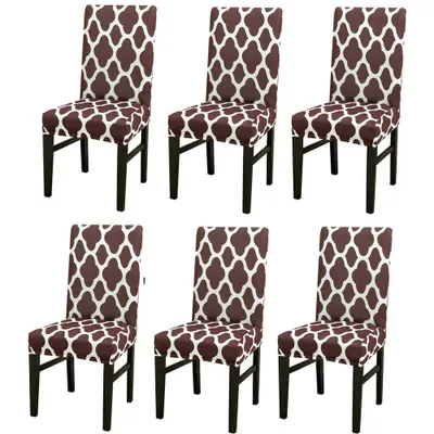 Obrázek produktu pro Kryty židlí 6 ks Elastické moderní ochranné kryty židlí, kryty židlí pro domácí stolování Moderní svatební kytice, hotel, restaurace Decor（Coffee）