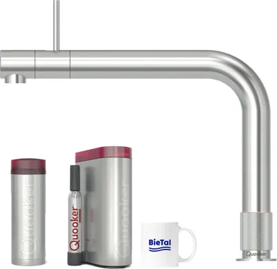 Produktbild von Quooker Wasserhahn Front Voll Edelstahl & PRO3 & sprudelndes Wasser CUBE