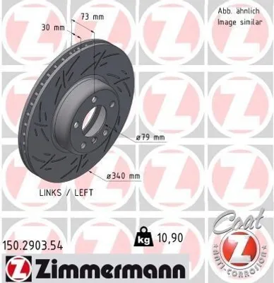Produktbild von ZIMMERMANN Bremsscheibe Vorne Links für BMW 1 Schrägheck (F20) 340mm 150.2903.54