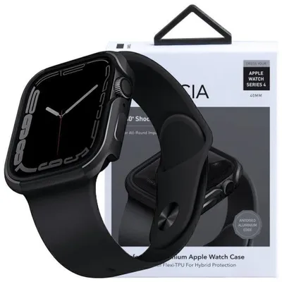 Zdjęcie produktu dla Uniq Etui Valencia Apple Watch Series 4/5/6/7/8/Se 40/41Mm. Grafitowy/Graphite