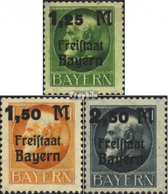 Produktbild von Briefmarken Bayern 1919 Mi 174A-176A (kompl.Ausg.) gestempelt König Ludwig mit Aufdruck