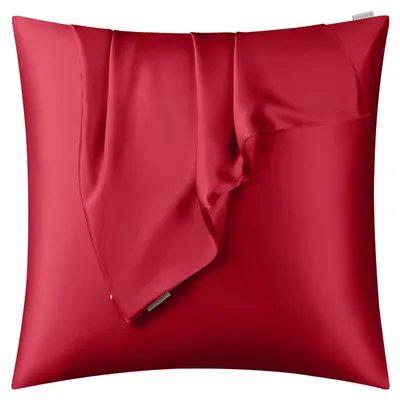 Immagine prodotto di Copertura per cuscino in seta di gelso naturale al 100%, 60 x 60 cm, colore rosso