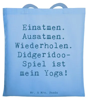 Produktbild von Mr. & Mrs. Panda Tote Bag Spruch Didgeridoo Yoga - Sky Blue - Geschenk, Schultasche, Lernen, Musikinstrument, Musiker, Shopping Tasche, Musik, Australien, Stoffbeutel