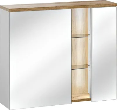 Zdjęcie produktu dla Szafka z lustrem Szafka wisząca Szafka łazienkowa z lustrem 80 cm Oświetlenie LED