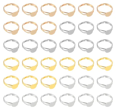 40 verstellbare Ringrohlinge, 8 mm, Kupfer, Silber, Gold, Weiß, Hellgold
