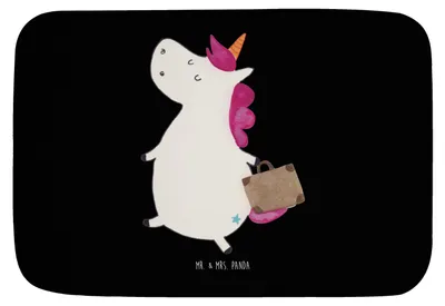 Produktbild von Mr. & Mrs. Panda Badteppich Einhorn Koffer - Schwarz - Geschenk, Badezimmer Matte, Reise, Badematte, Abenteuer, Unicorn, Badezimmerteppich, Badvorleger, Einhörner, Lustig