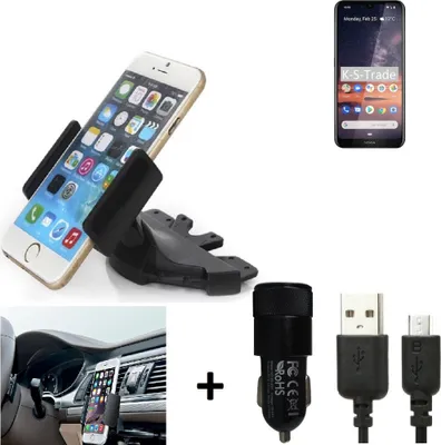 Produktbild von TOP SET K-S-Trade Autohalterung kompatibel mit Nokia 3.2 CD Schlitz Halterung KFZ-Halter Radio Handy Halterung 360° drehbar DVD-Schacht inkl. Micro