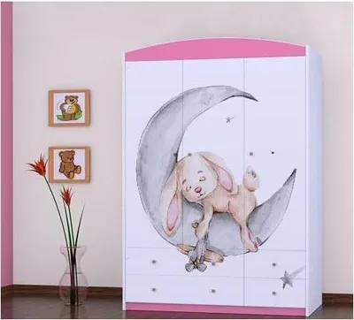 Obrázek produktu pro BDW, šatní skříň se zásuvkami, do ložnice, 128×190 cm, třídveřová, růžová 5