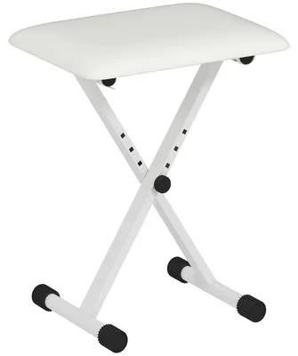 Zdjęcie produktu dla Regulowany taboret do pianina – składana ławka do keyboardu | Kolor: Biały | Wymiary: 29x39x37-47 cm