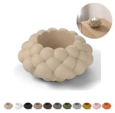 Image de Photophore LED Bubble 3,7 cm, texture à bulles, en PLA – Beige