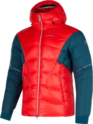 La Sportiva Supercouloir 1000 Down Jkt M in rot und blau; isolierende Herrenjacke mit Kapuze.
