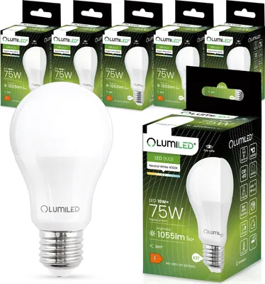 Produktbild von LUMILED A60 E27 LED Lampe 10W ersetzt 75W 1055 lm Leuchtmittel 4000K Neutralweiß Birnen Lampen 260° Glühbirne 6er-Pack Lichtquelle