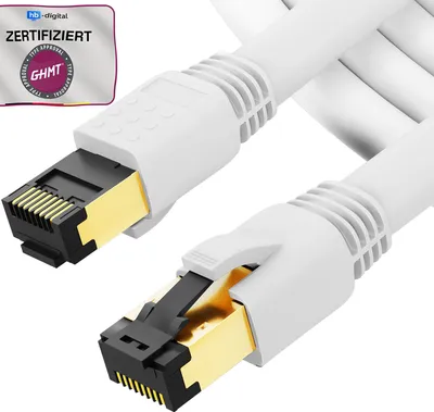 Produktbild von hb-digital 7.5m RJ45 Patchkabel CAT 8.1 S/FTP LSZH weiß