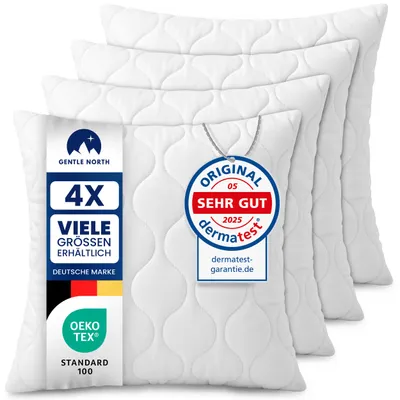 Produktbild von 4er Set Kissen (40x40 cm) - Dekokissen für Bett und als Zierkissen - Mit Reißverschluss - Sofakissen für Couch und Sofa - Waschbar bis 60° - weiß