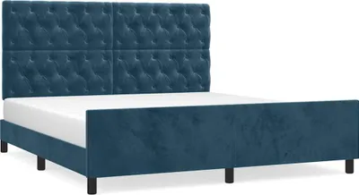 Productafbeelding van vidaXL Bedframe zonder matras, donkerblauw, 160x200 cm, fluweel