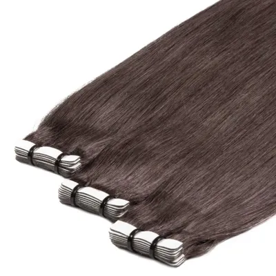 Produktbild von hair2heart Premium Tape Extensions Echthaar glatt - 10 Tapes 2.5g 60cm 6/0 dunkelblond