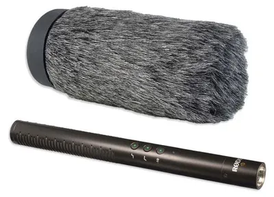 Produktbild von Rode Mikrofon NTG-4 Richtmikrofon mit keepdrum Fell-Windschutz