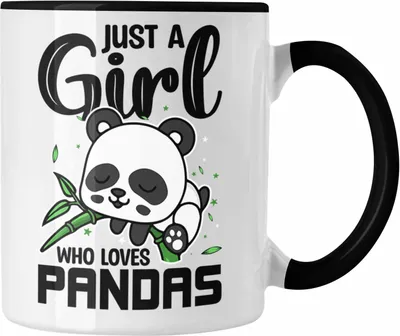 Produktbild von Trendation - Just A Girl Who Loves Pandas Tasse Geschenk Mädchen (Schwarz)